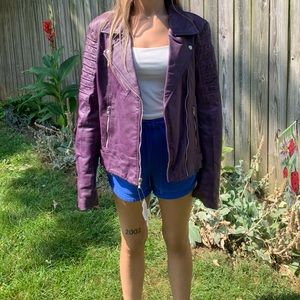 Unique purple leather motorcycle jacket